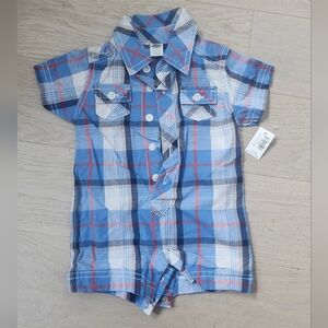 Old Navy Plaid Romper Baby Boy 0-3 Months